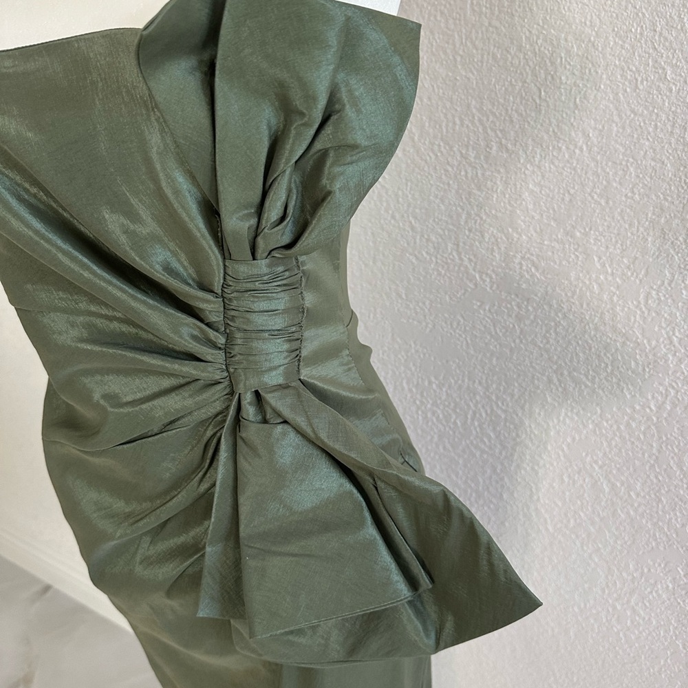 Strapless Olive Green Cocktail Dress - Picture 4 of 5